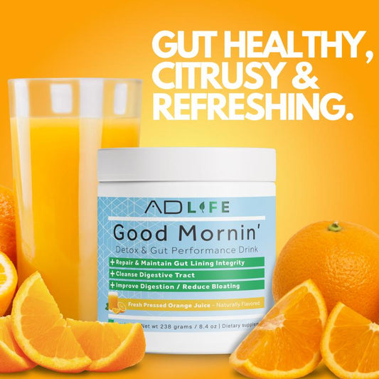 AD LIFE Good Mornin' Gut Detox & Digestion Support Powder with Apple Cider Vinegar L-Glutamine & Aloe Vera for Fast Acting Bloating Relief 24 Servings