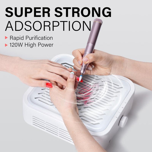 Aillsa Powerful Turbine Brushless Nail Dust Collector with 2 Reusable Filter Adjustable Speed Easy to Clean Nail Dust Extractor Compact&Portable Dust Suction Machine for Manicure Nail Care Low Noise Strong Suction Essential for Dust-Free Nail Salon