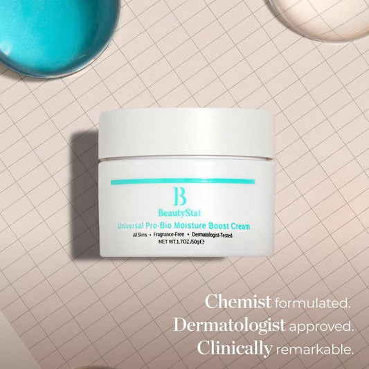 Beautystat Probiotic 24HR Moisture Boost Cream - Made in the USA - Daily Moisturizer Face Cream with Probiotics, Ceramides, Hyaluronic Acid for Natural anti Aging, Fine Lines, Wrinkles (1.7Oz / 50Ml) Lightweight Cosmetic
